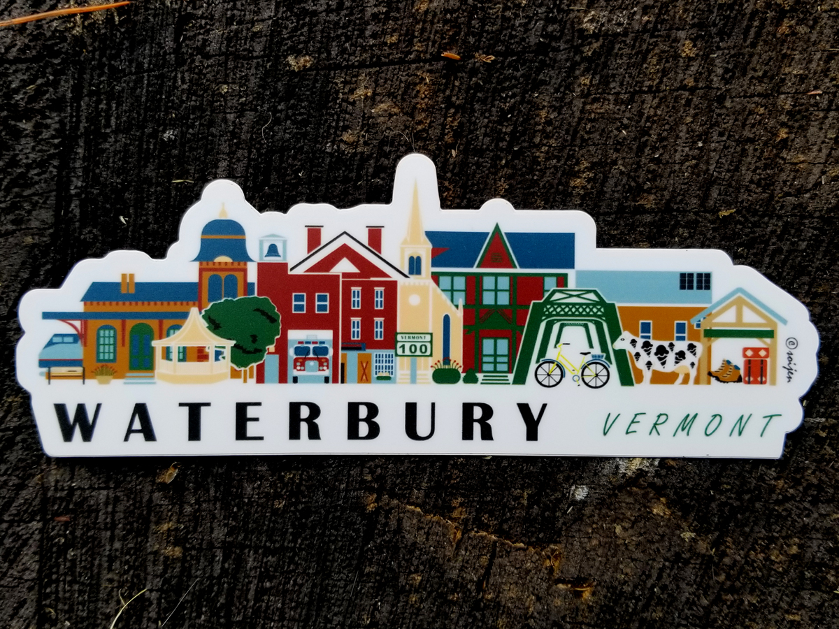 Waterbury Vermont Cityscape | Sticker
